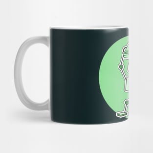 Robot Holding Drum Machine Green Tint Mug